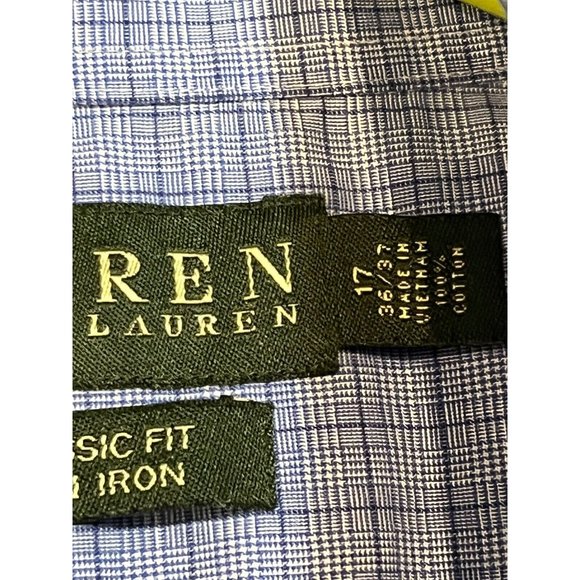 Lauren Ralph Lauren Men’s Button Up Shirt Long Sleeve Blue Classic Fit 17 36/37 - Picture 4 of 6